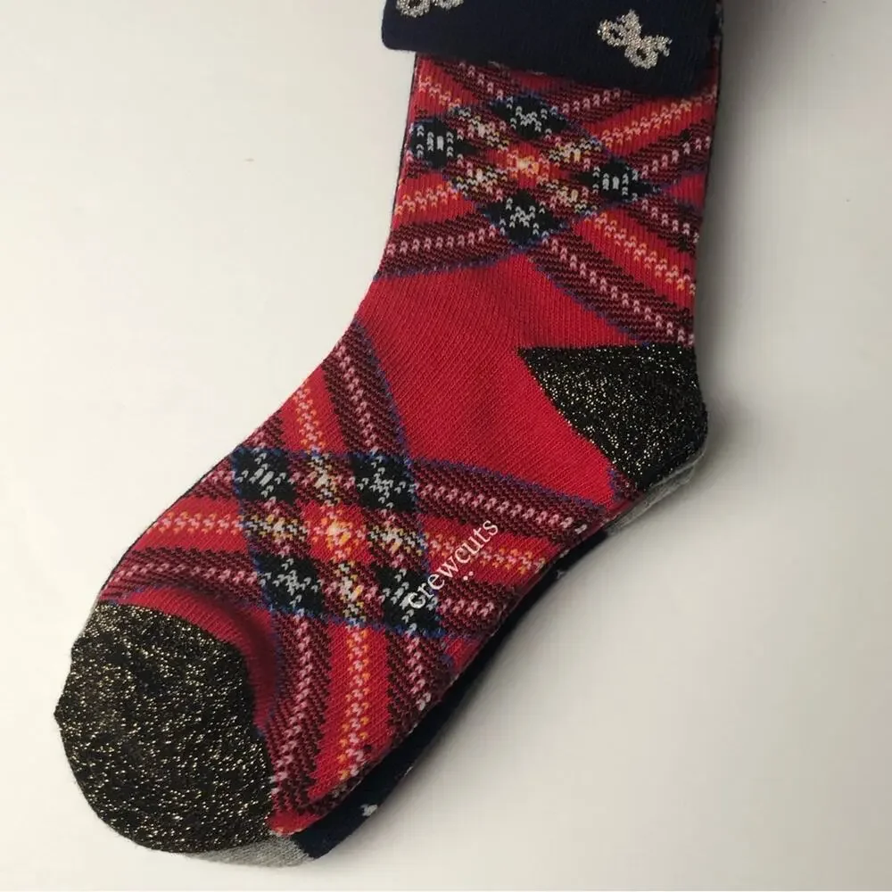 Crewcuts Girl's Holiday Candy Cane Heart Print Socks Three Pairs Sz M NWT